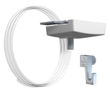 Bildkrok lina och fäste för innertak, tavelhängning. Set med vit krok för skylt eller tavelhängning i innertak - galleriskena