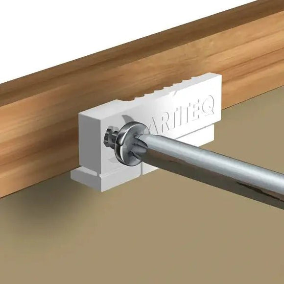 Tilt Reducer från Artiteq-trådstabilisator. Motverkar att tavlan hänger långt från väggen, Tilt reducer - galleriskena