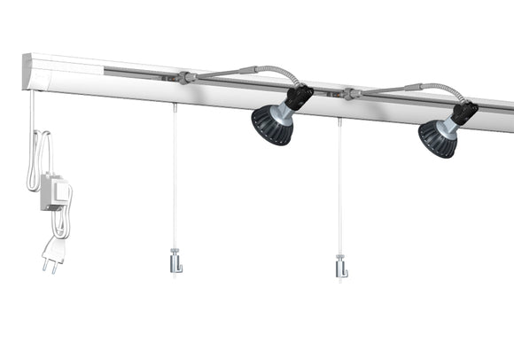 Galleriskena LED, med flyttbar tavelbelysning grundpaket - galleriskena