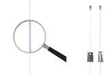 SET Twister vajer 1 mm med bildkrok för tavelhängning. Närbild tunn vajer för tavelhängning 1 mm - Galleriskena